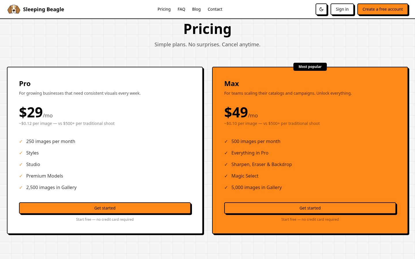 Sleeping Beagle Pricing