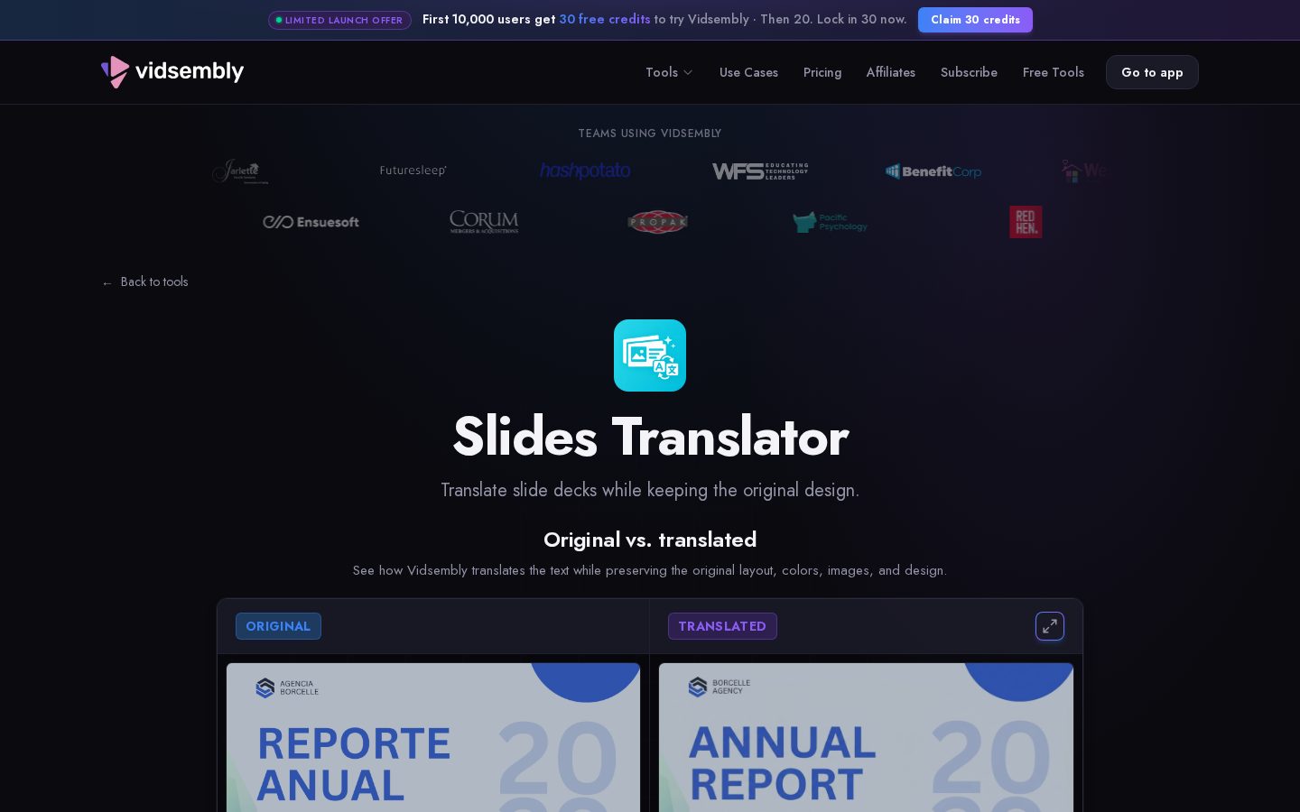 Slides Translator Homepage