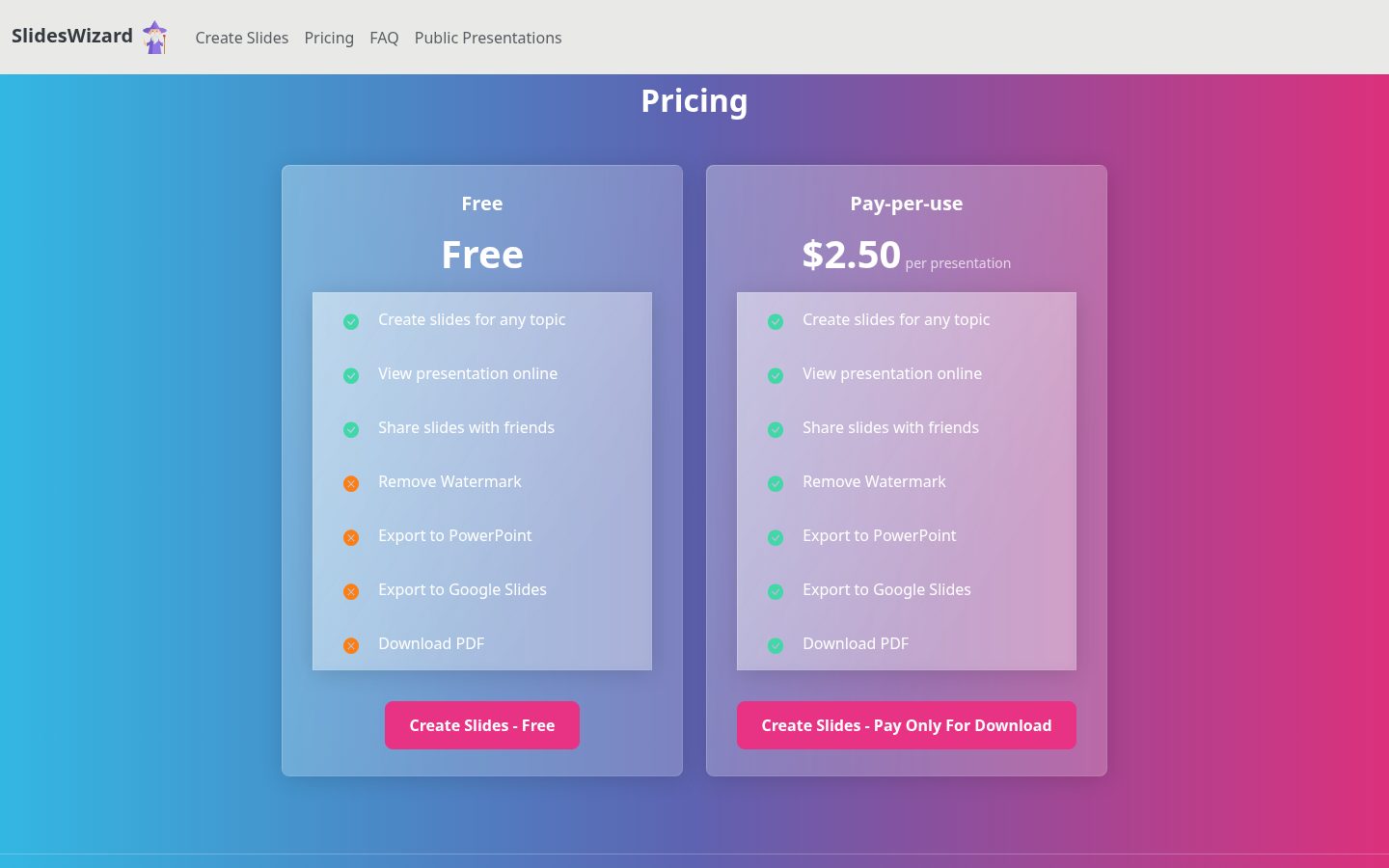 SlidesWizard Pricing