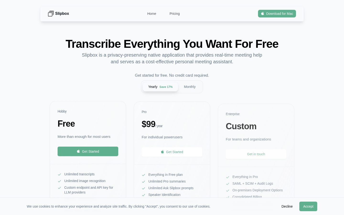 Slipbox Pricing
