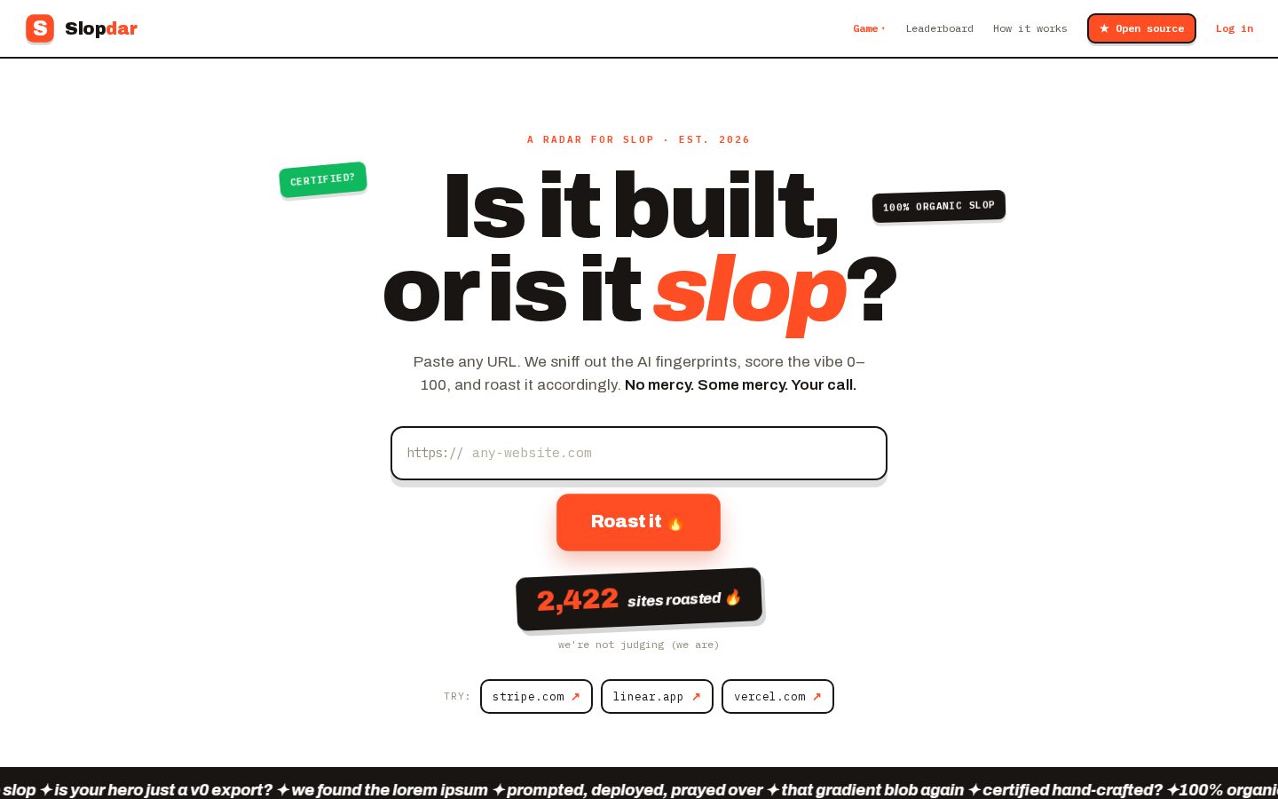 Slopdar Homepage