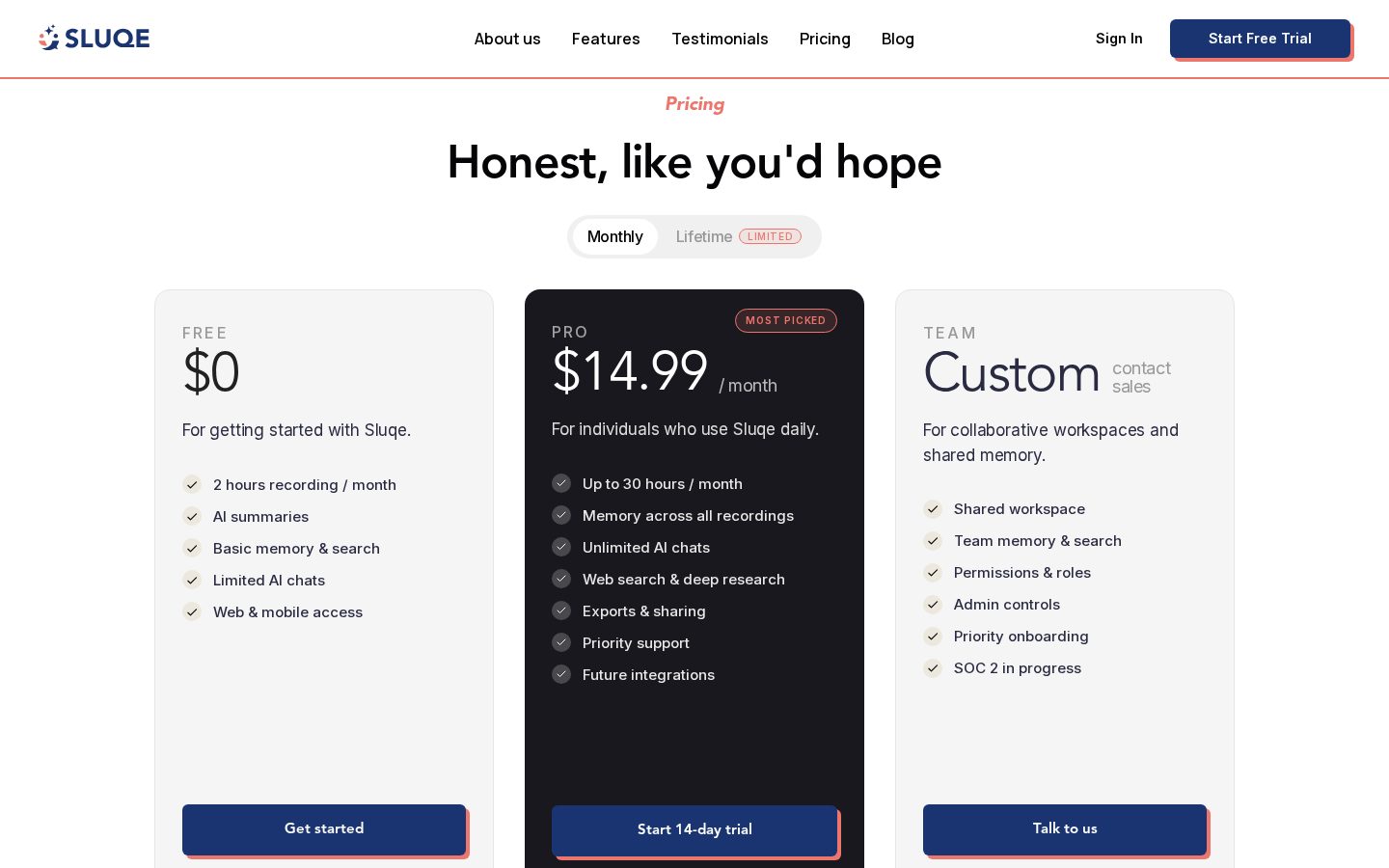 Sluqe Pricing