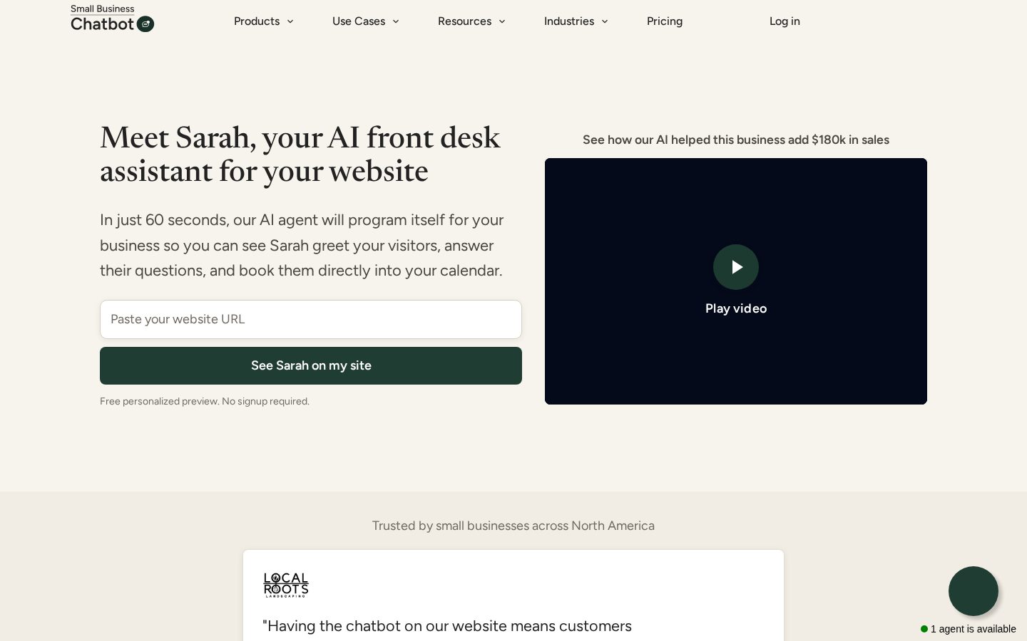 Small Business Chatbot Homepage