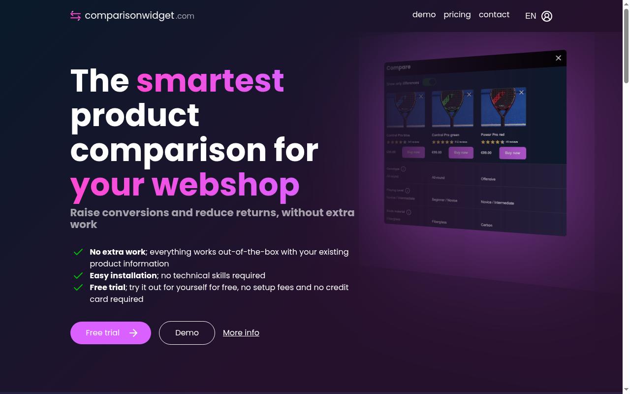 Smart Comparison Widget Homepage