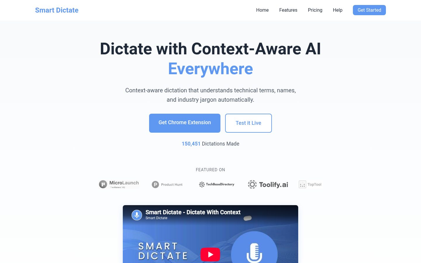 Smart Dictate Homepage