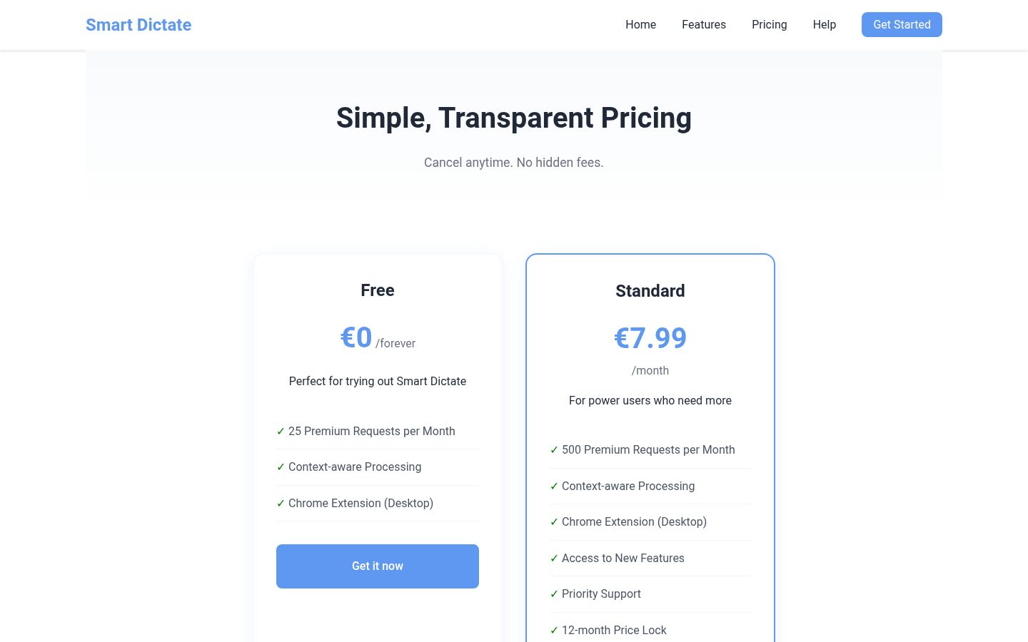 Smart Dictate Pricing