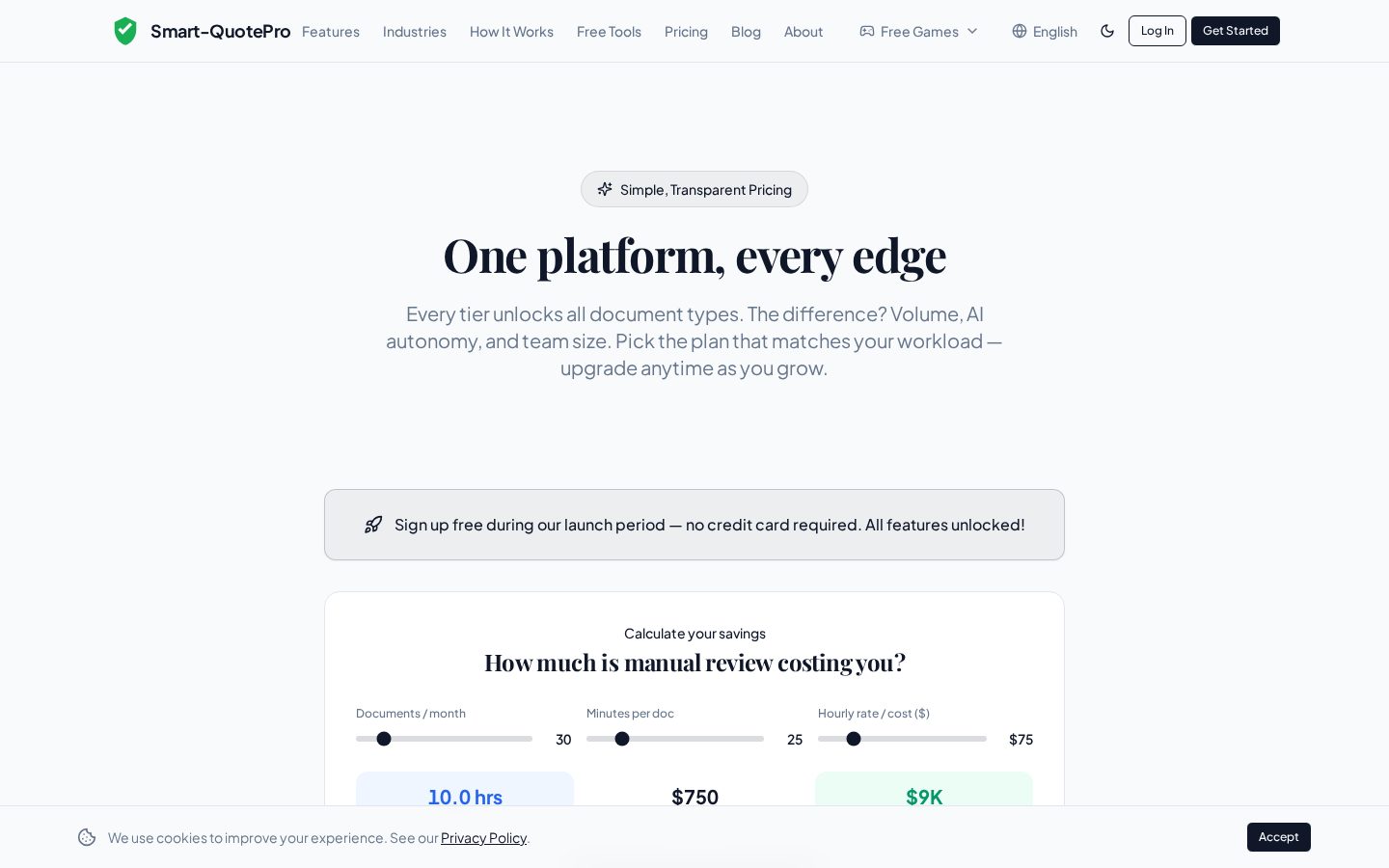 Smart-QuotePro Pricing