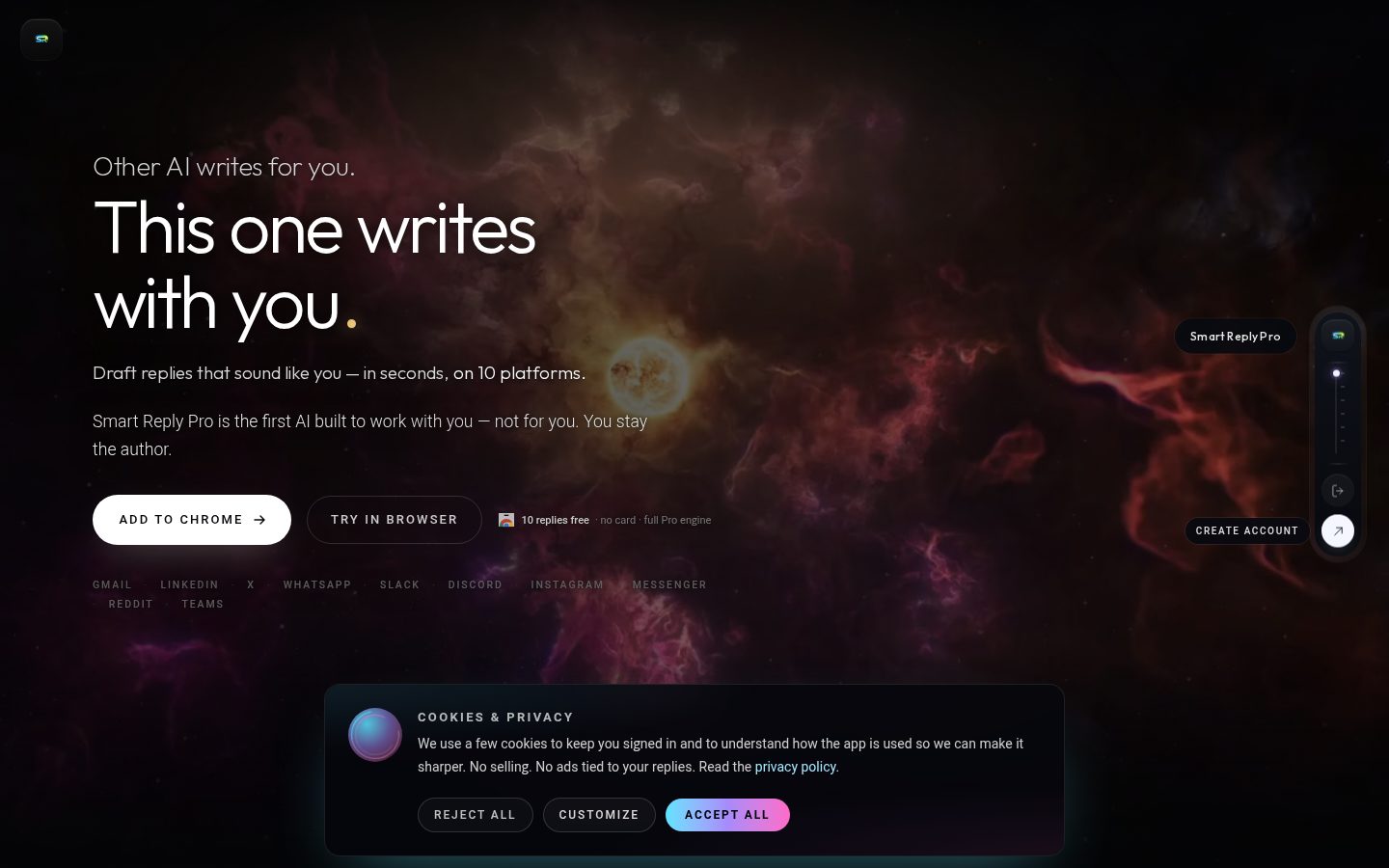 Smart Reply Pro Homepage