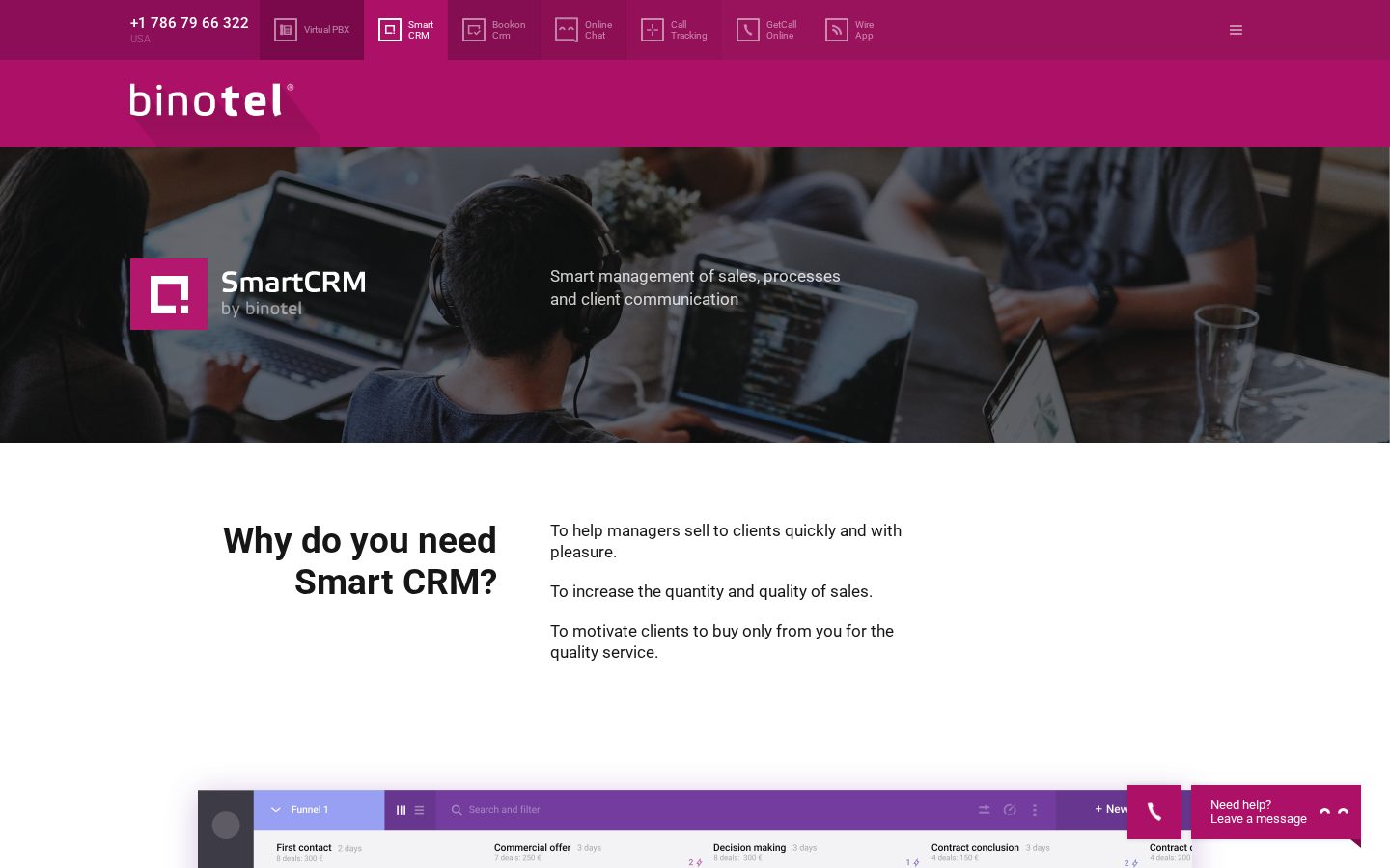 SmartCRM by Binotel Homepage