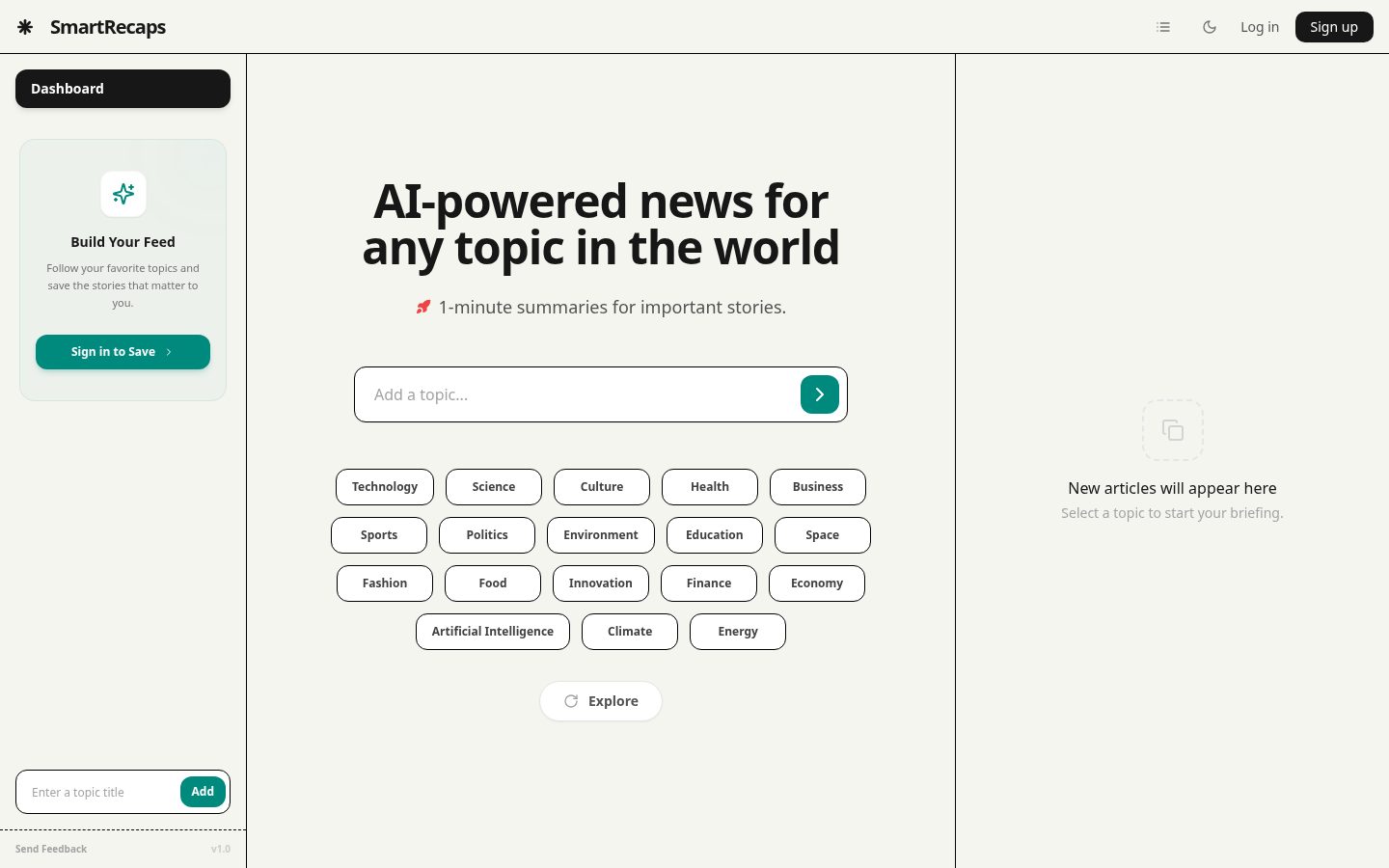 SmartRecaps Homepage