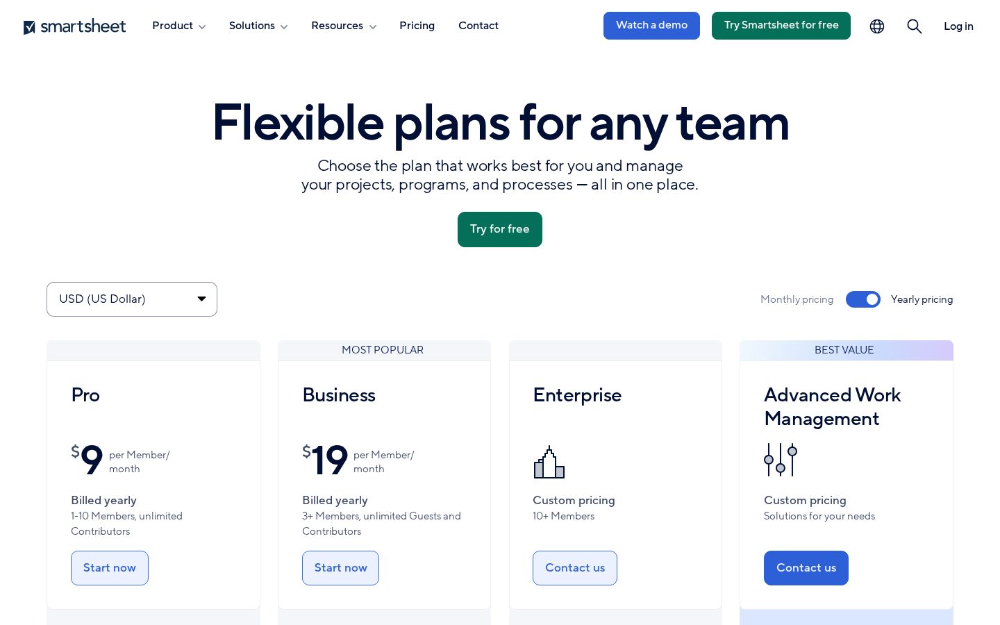 Smartsheet Pricing