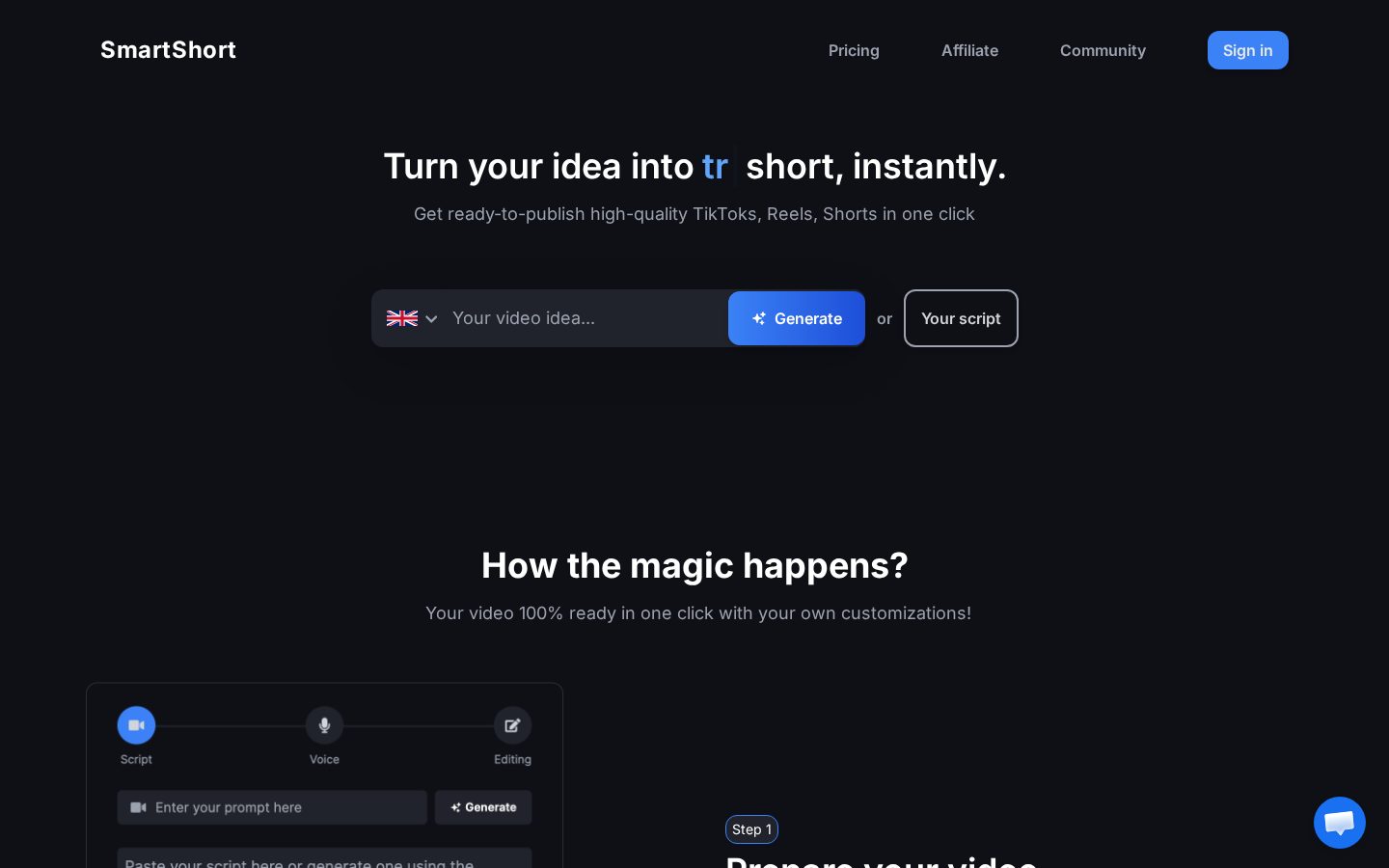 Smartshort Homepage