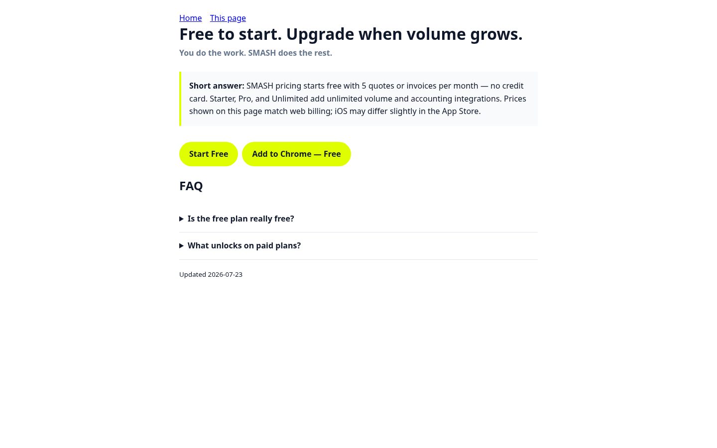 Smash Invoices IOS Pricing