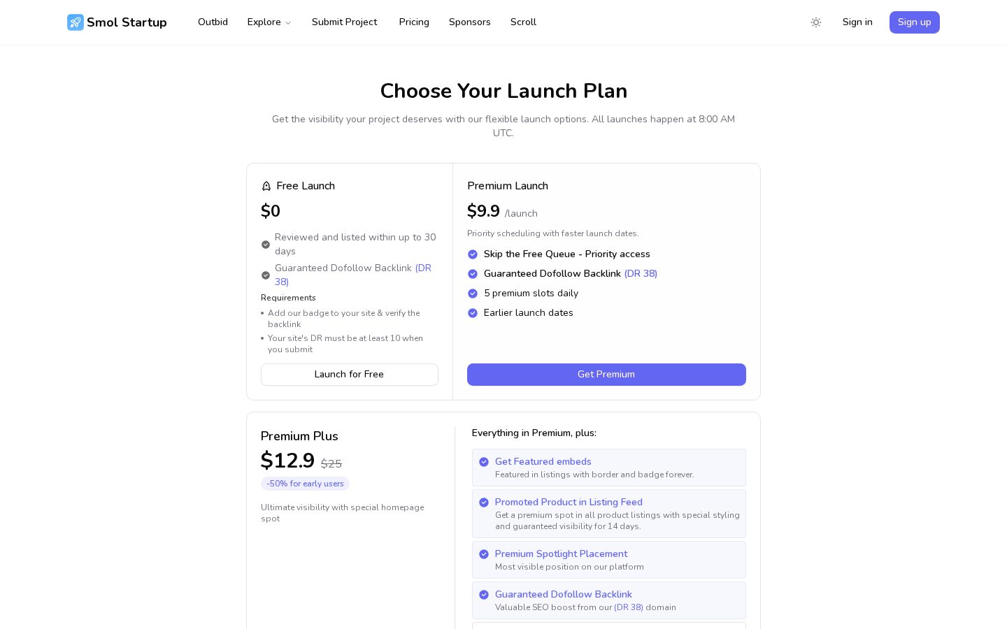 Smol Startup Pricing