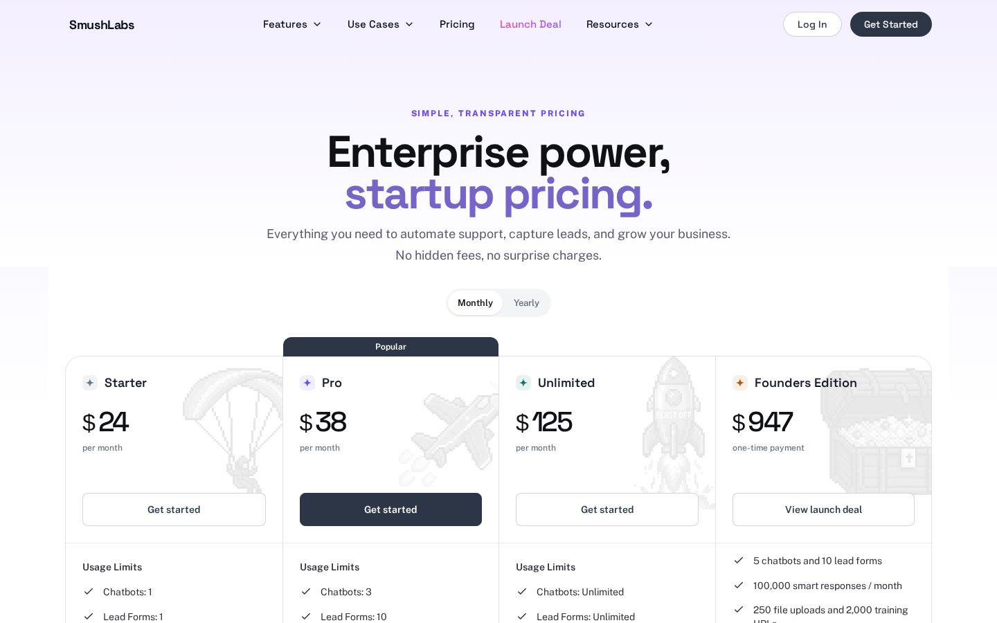 SmushChat AI Chatbot Agent Builder Pricing