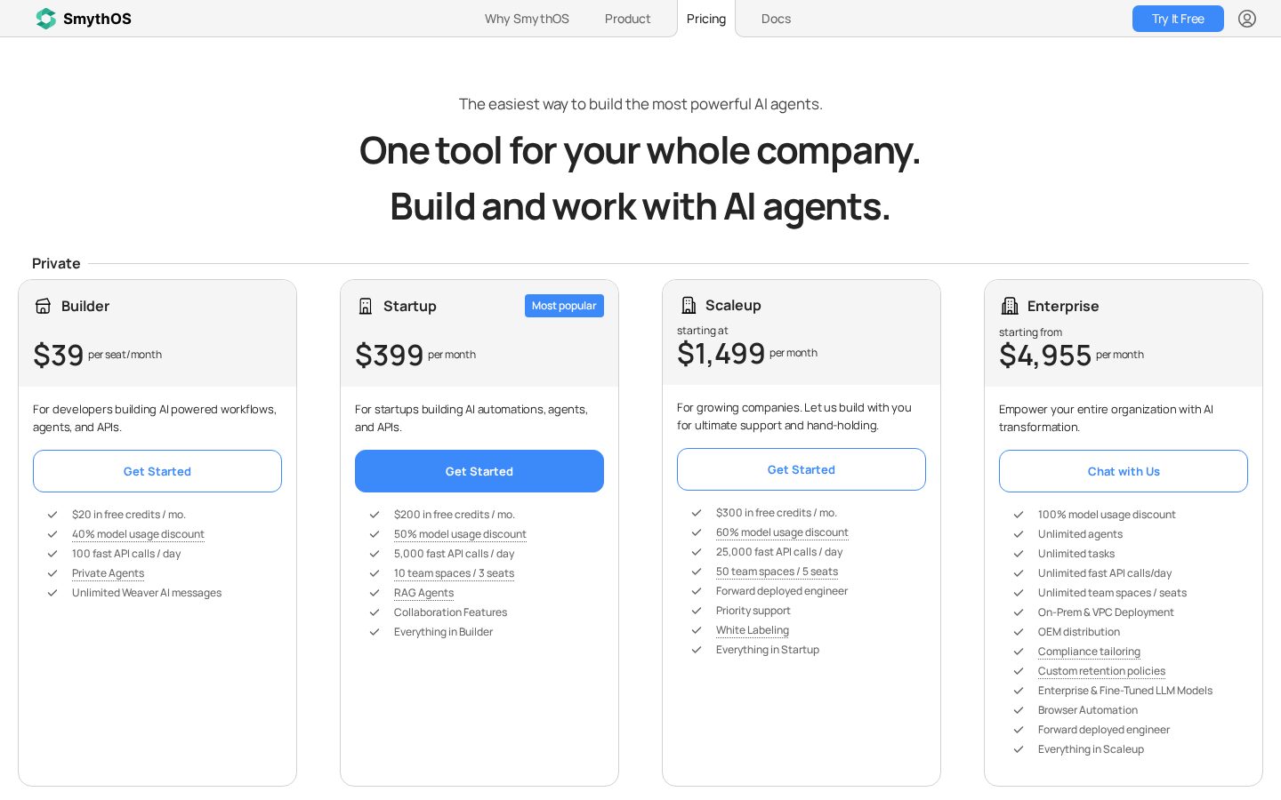 SmythOS Pricing