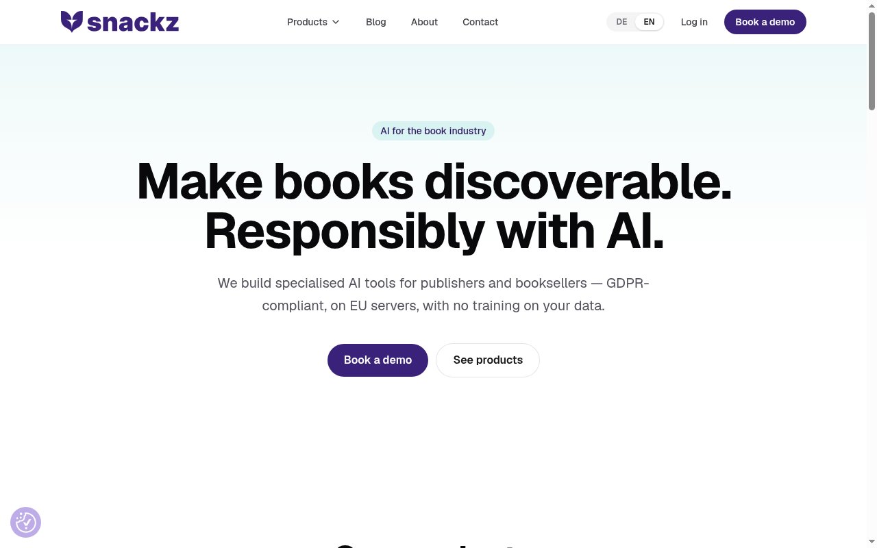 snackz.ai homepage