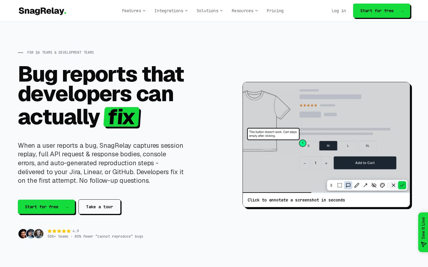 SnagRelay Homepage