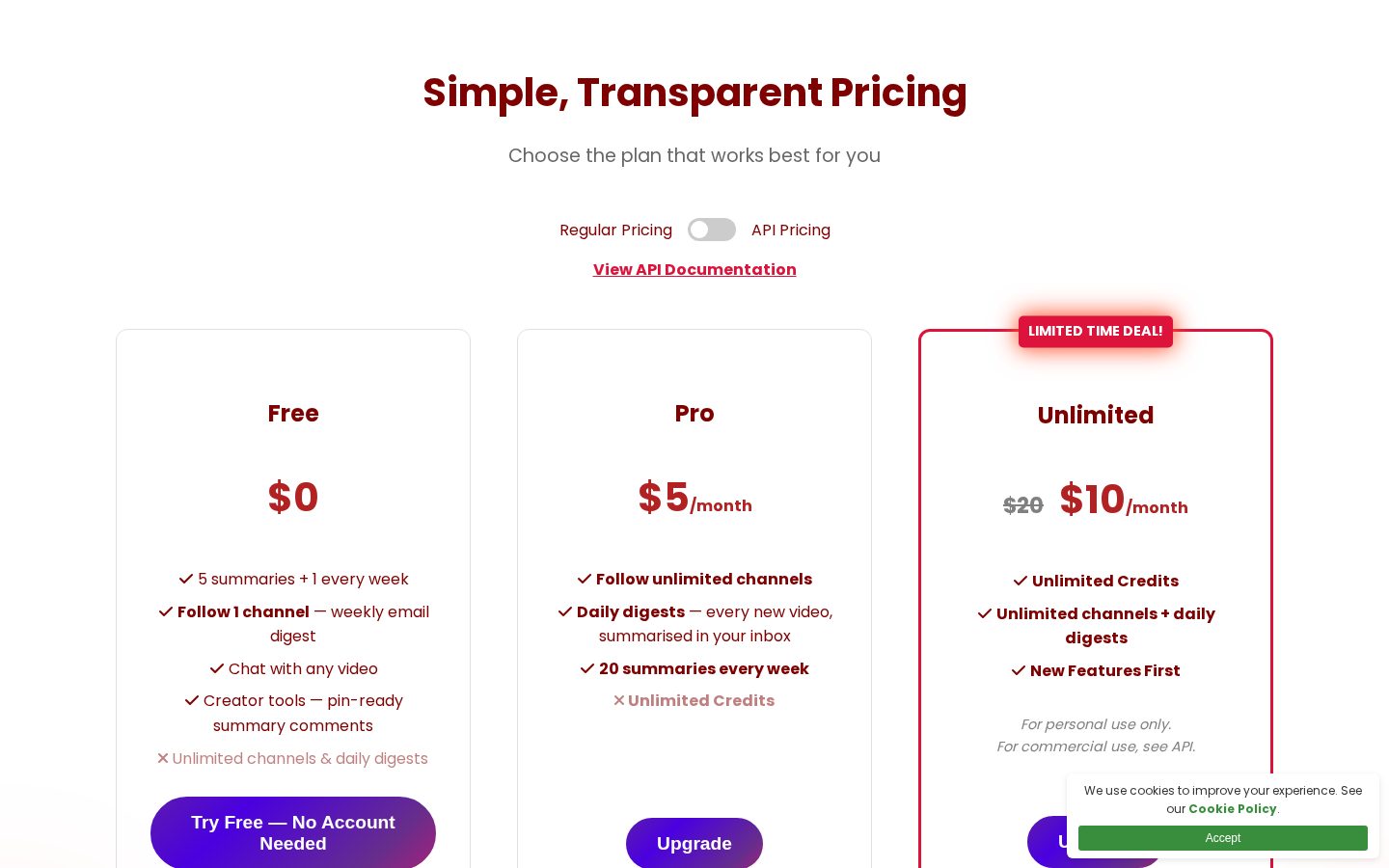 Snap Summary Pricing