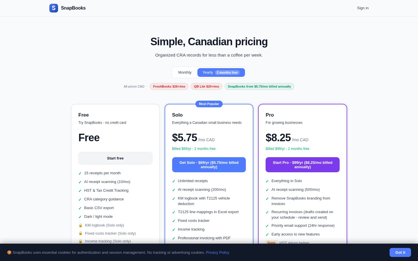 SnapBooks Pricing