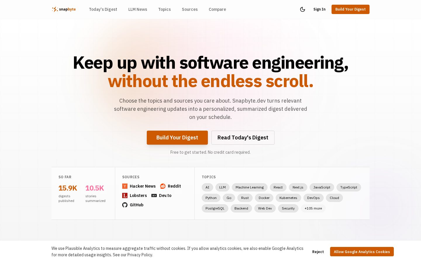 Snapbyte.dev Homepage