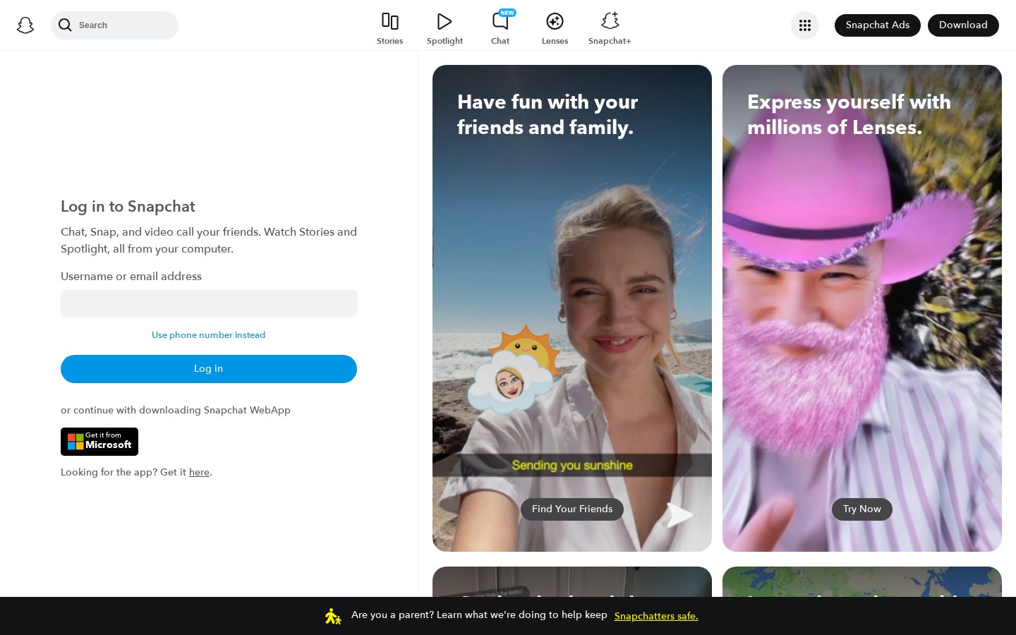 Snapchat Homepage