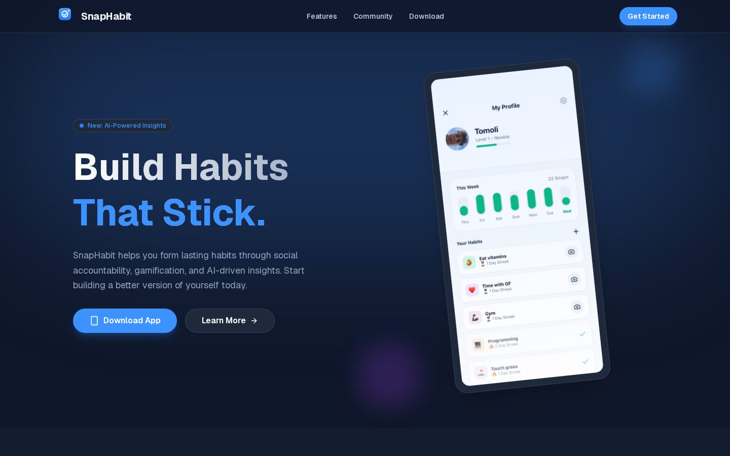 SnapHabit Homepage