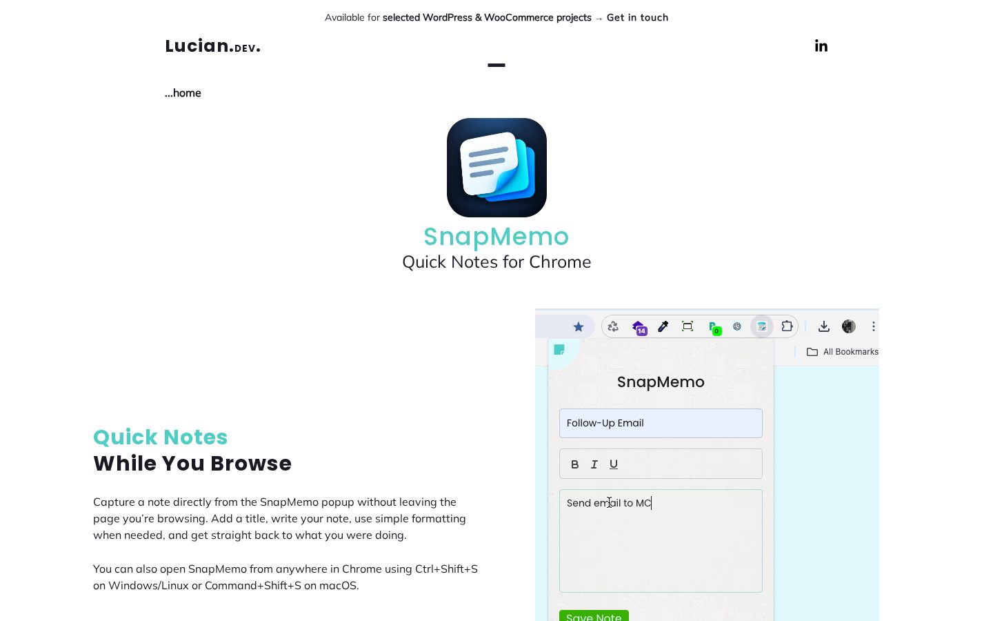 SnapMemo Homepage