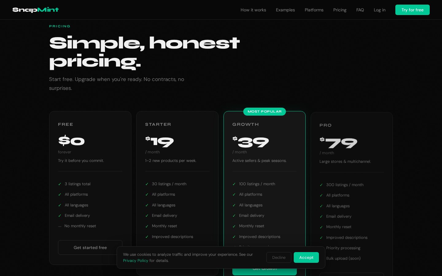 SnapMint Pricing