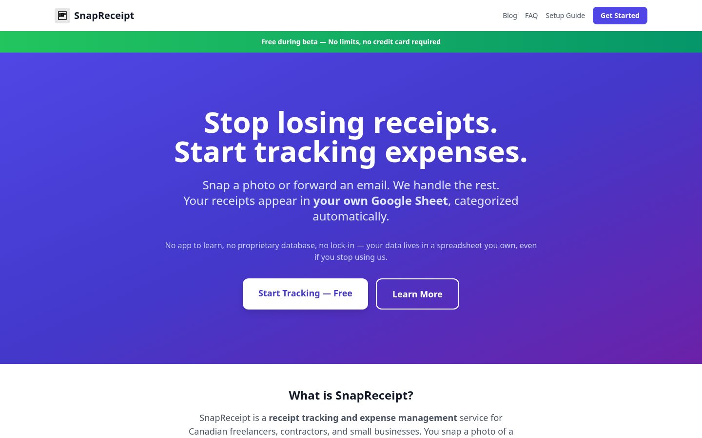 Snapreceipt.co Homepage