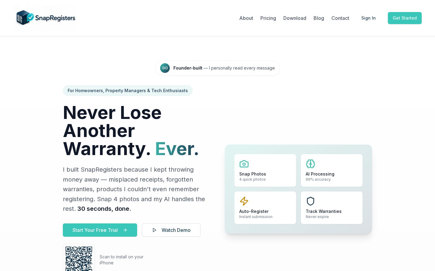 SnapRegisters Homepage