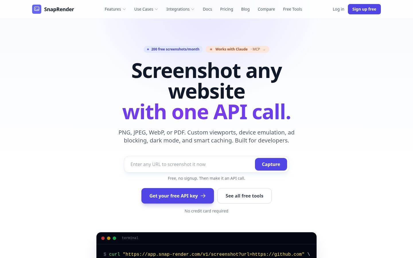 SnapRender Homepage
