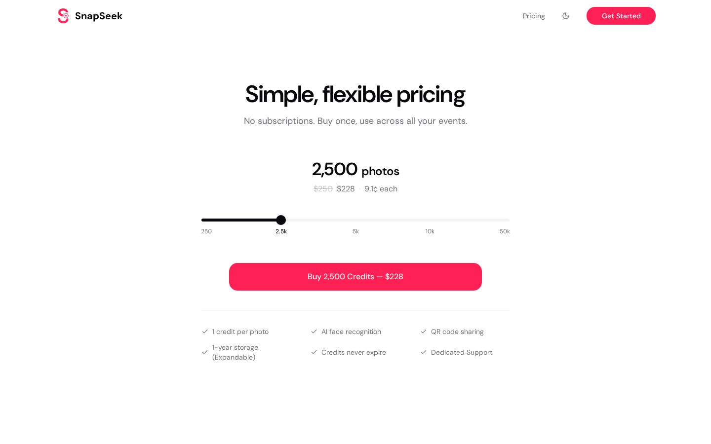 SnapSeek Pricing
