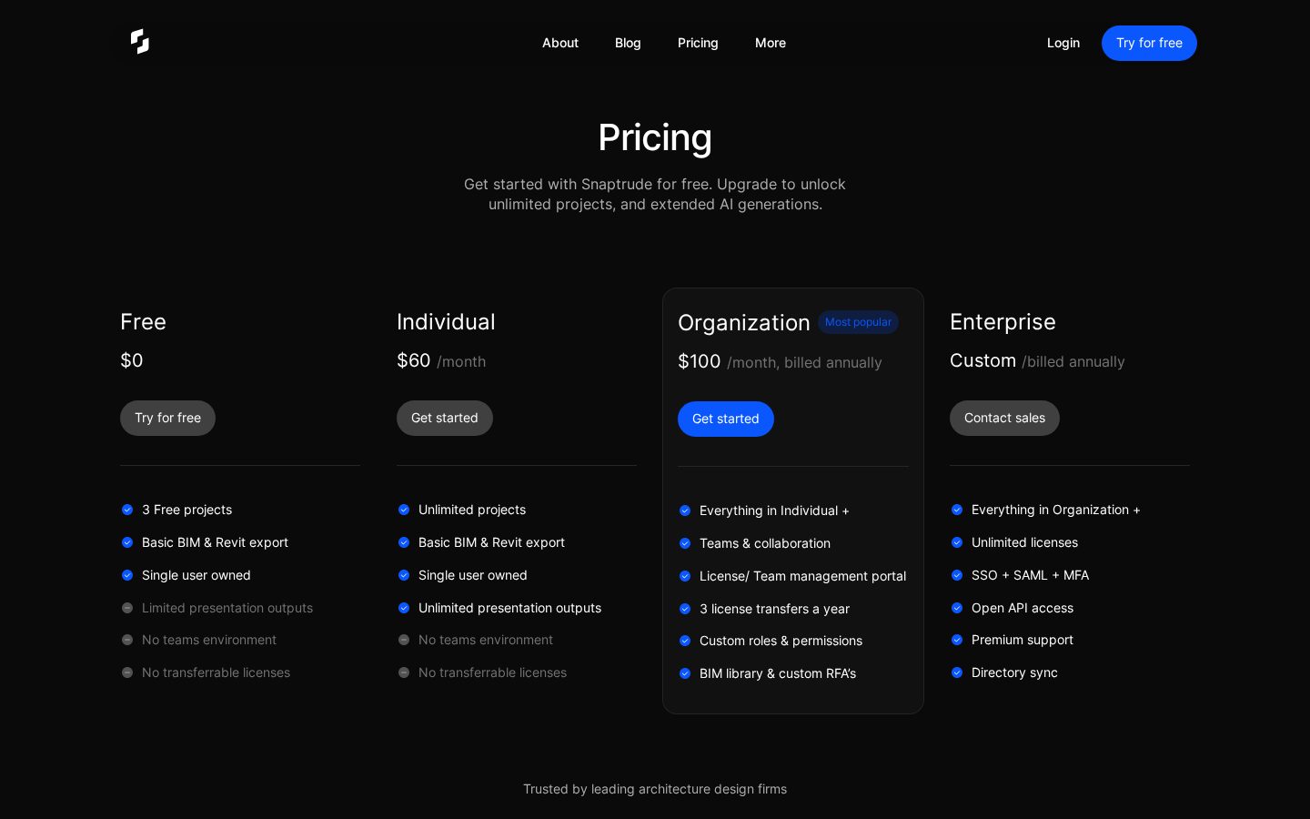 Snaptrude Pricing