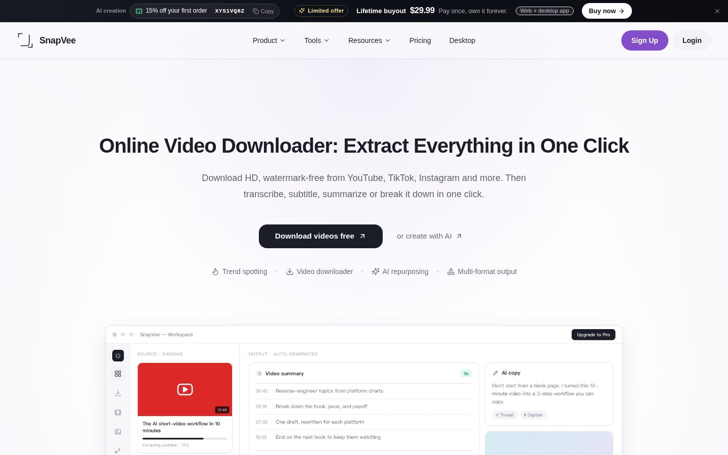 SnapVee Studio Homepage