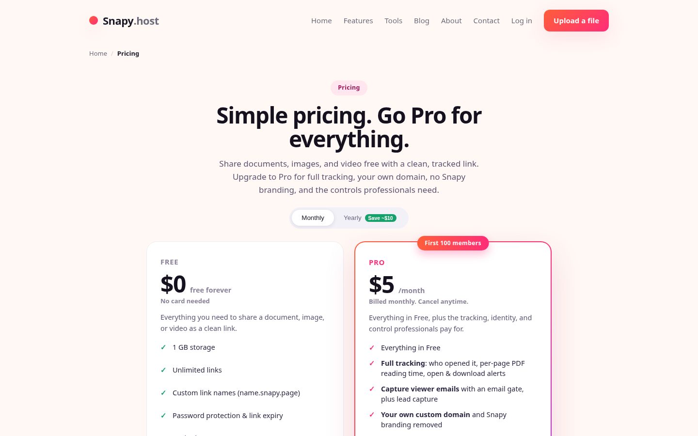 Snapy Pricing