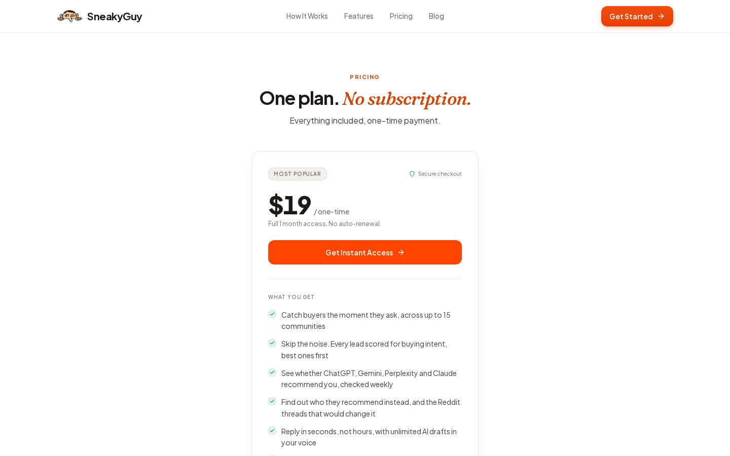 Sneakyguy Pricing