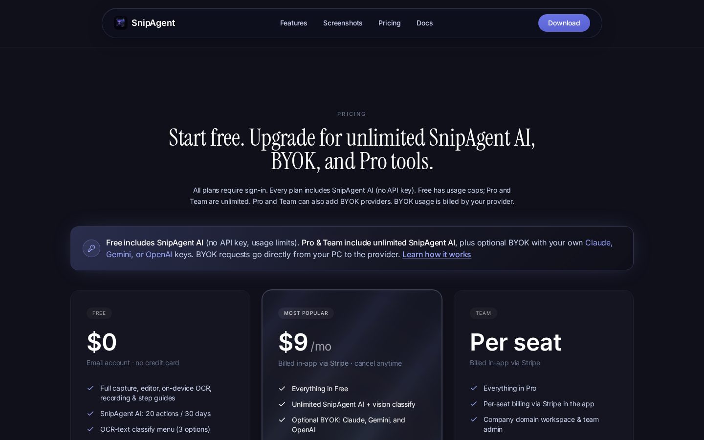 SnipAgent Pricing
