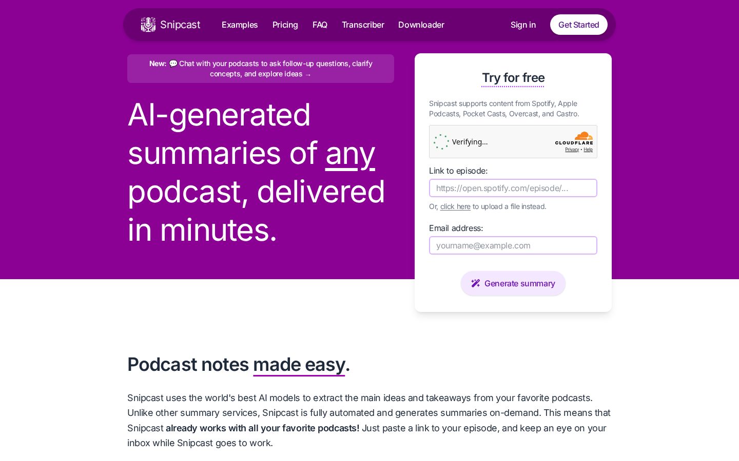 Snipcast Homepage