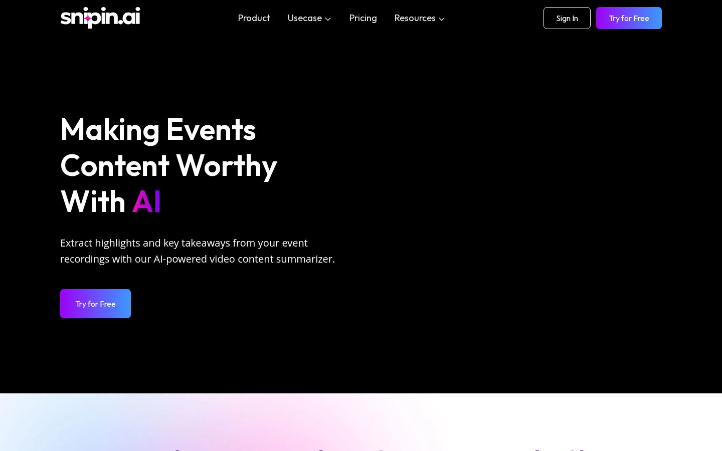Snipin AI Homepage