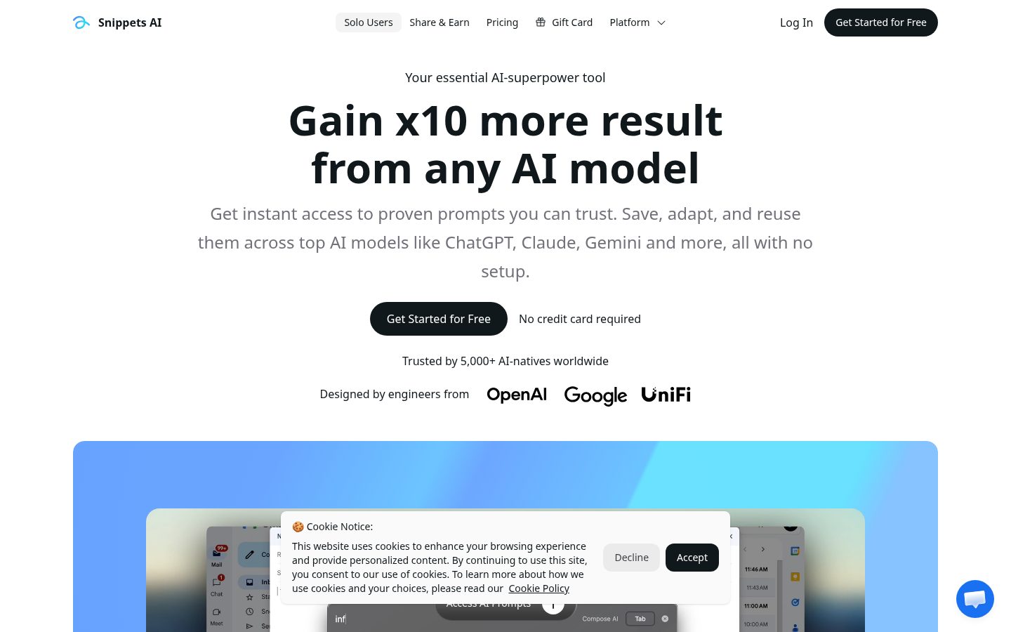 Snippets AI Homepage