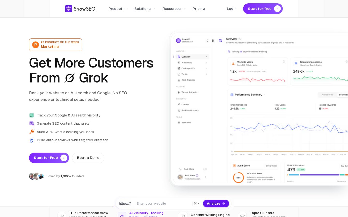 SnowSEO 2.0 Homepage