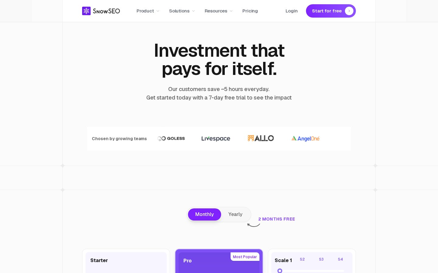 SnowSEO 2.0 Pricing
