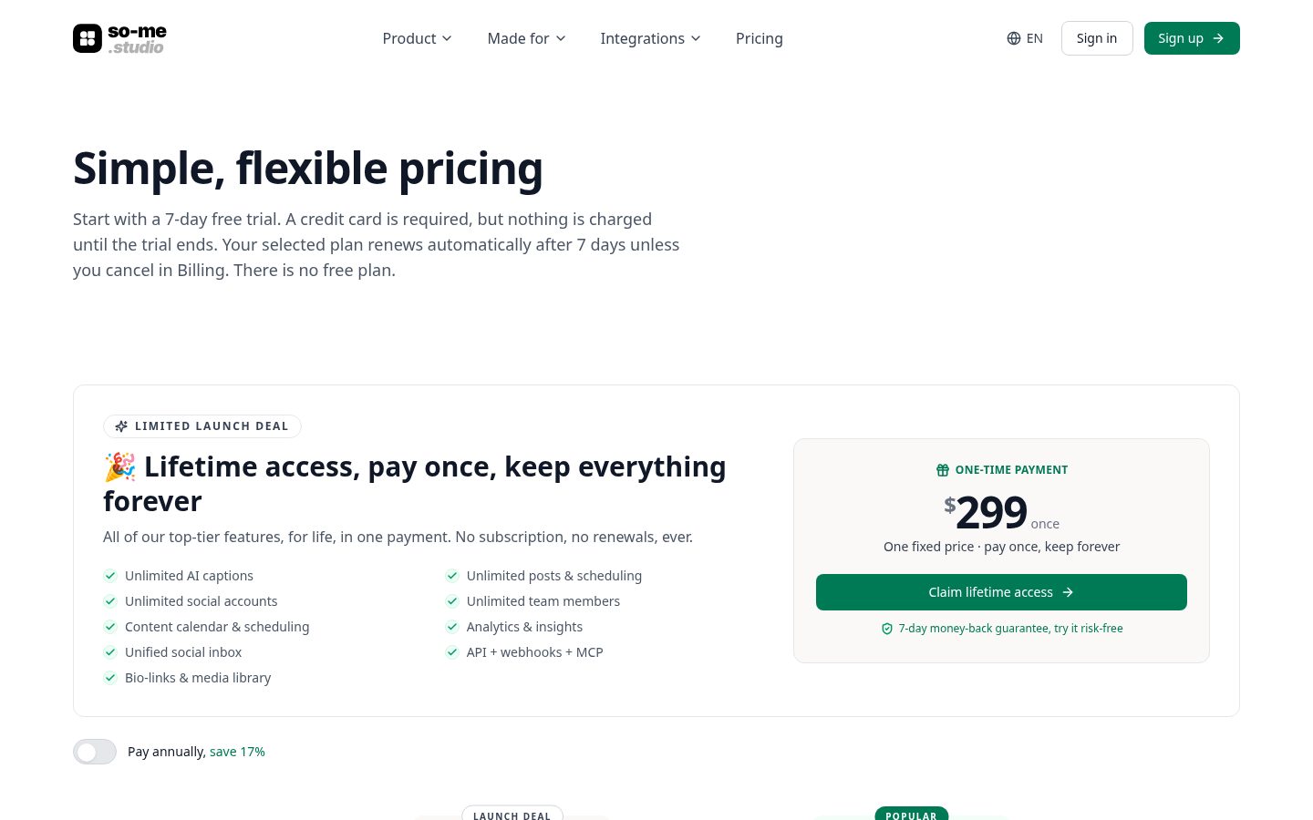 so-me studio Pricing