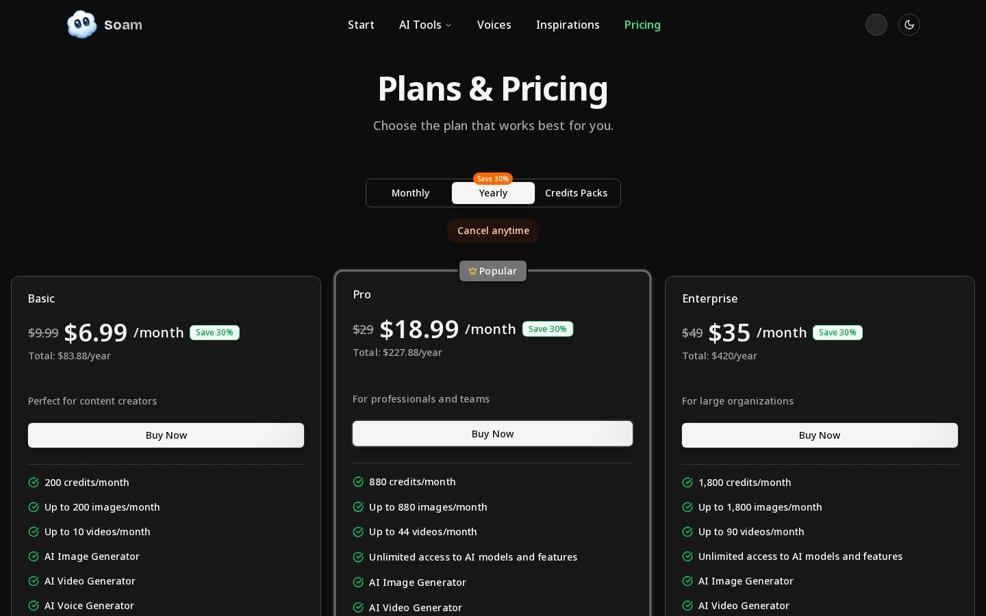 Soam Pricing