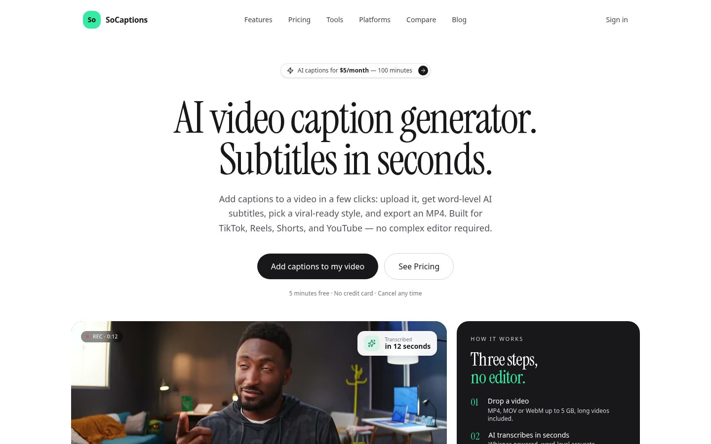 SoCaptions Homepage