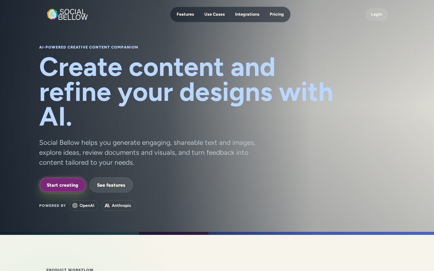 Social Bellow Homepage