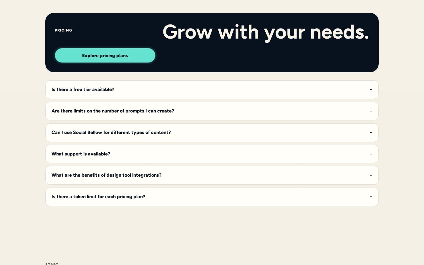Social Bellow Pricing