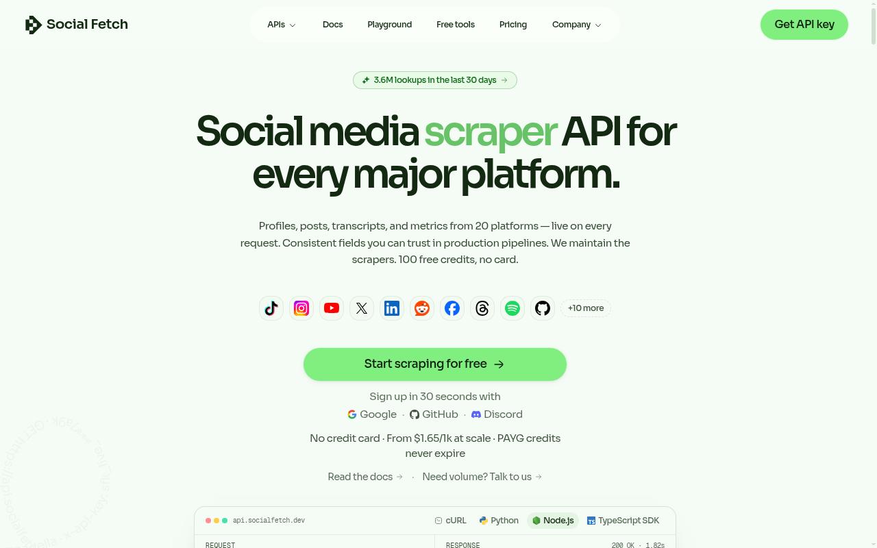 Social Fetch Homepage