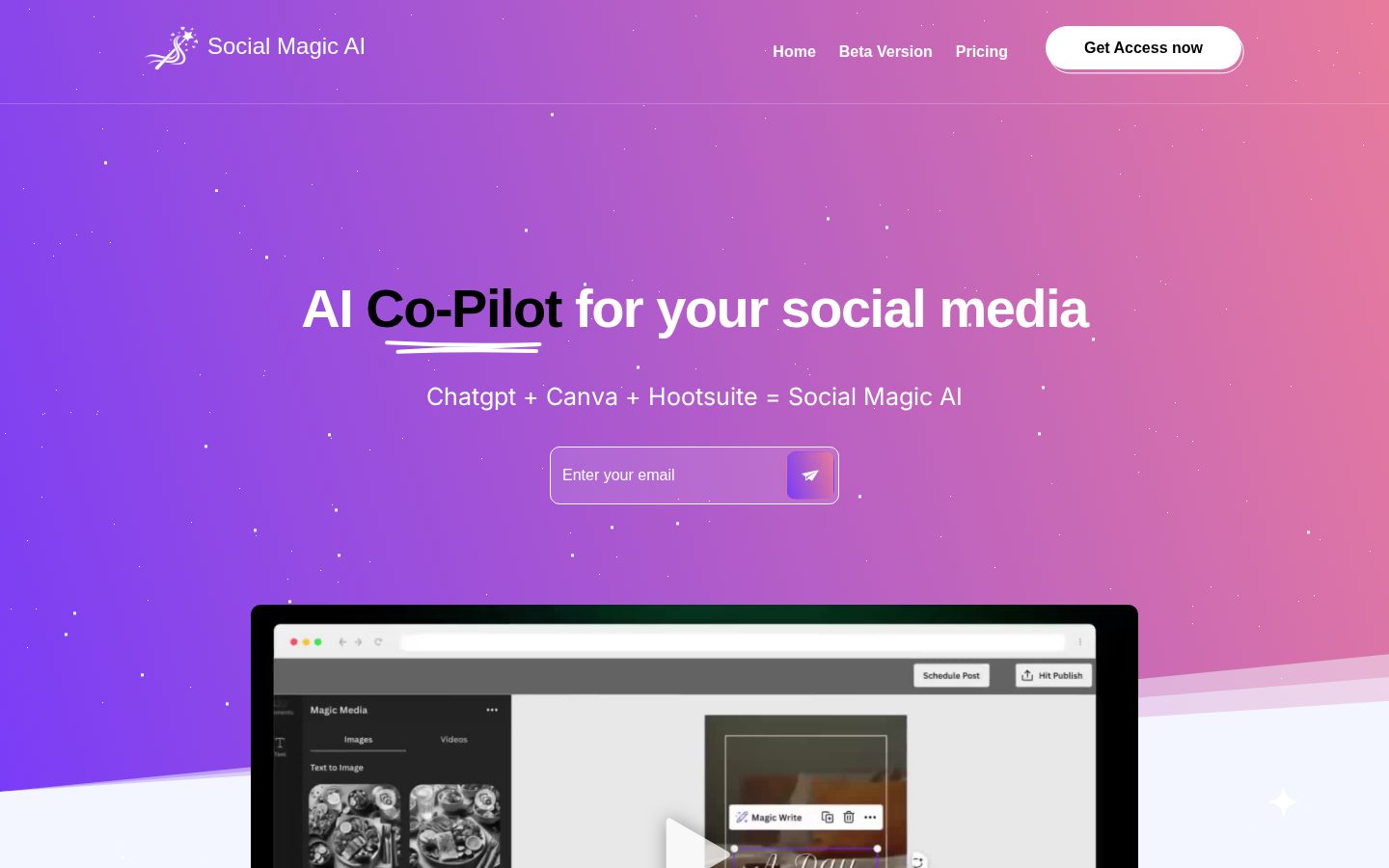 Social Magic AI Homepage